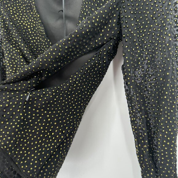 House of Harlow x REVOLVE V-Neck Blouse size XS Black with Gold Dots - Picture 7 of 8